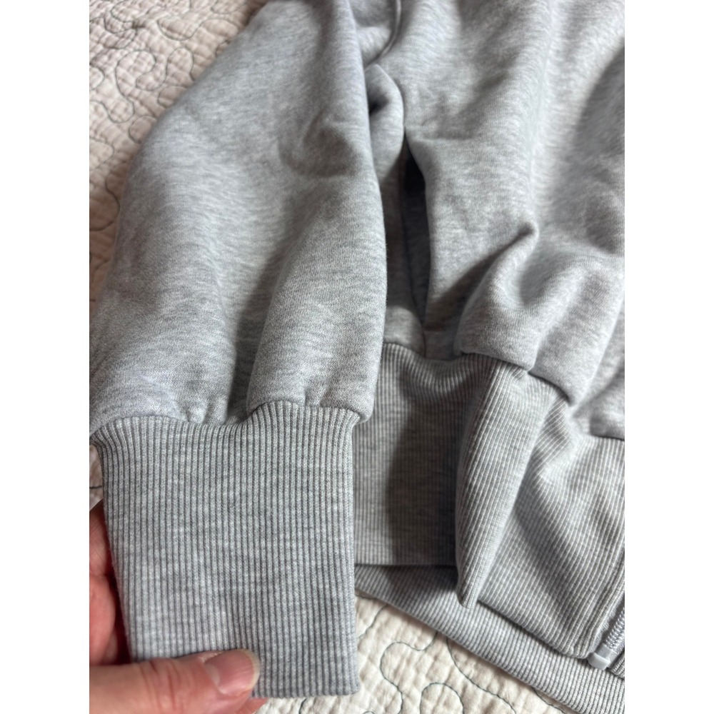 Wilo The Label Womens Brushed Fleece Crop Zip Hoodie Grey Marle Size Small - Picture 4 of 7